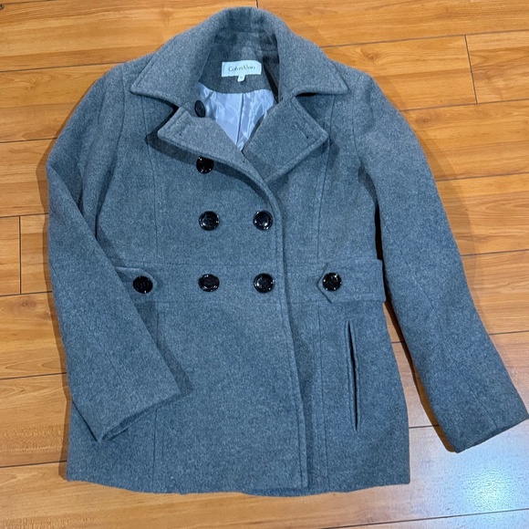 Calvin Klein Gray Wool Peacoat Coat size PS Petite Small - Picture 1 of 8